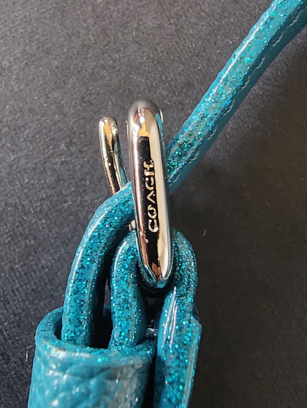 Coach Christie Carryall Strap, Dark Teal With Glitter, EUC - Picture 5 of 8